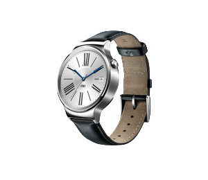 Huawei Watch - Stainless Steel With Black Leather Strap